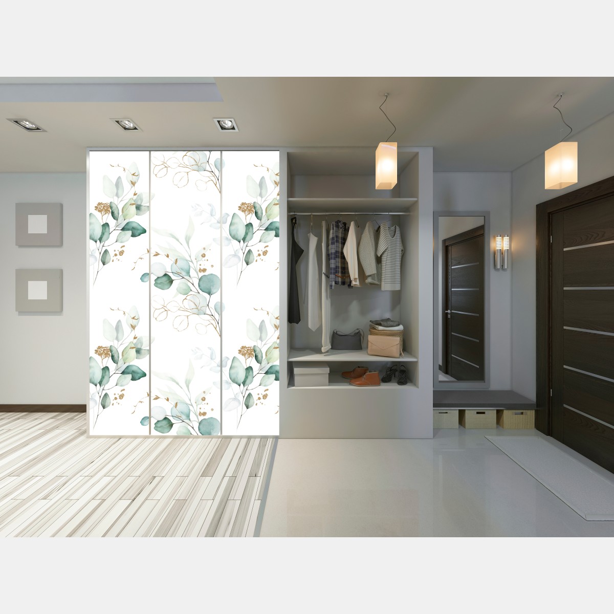 Schrankaufkleber eukalyptus aquarell muster in grüntönen – Wallnifity® Schrankaufkleber eukalyptus aquarell muster in grüntönen – Wallnifity®