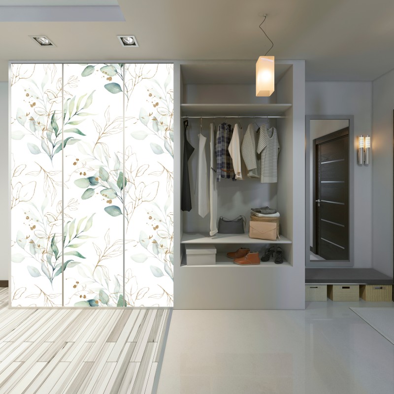 Schrankaufkleber sanftes eukalyptus aquarellmuster – Wallnifity® Schrankaufkleber sanftes eukalyptus aquarellmuster – Wallnifity®