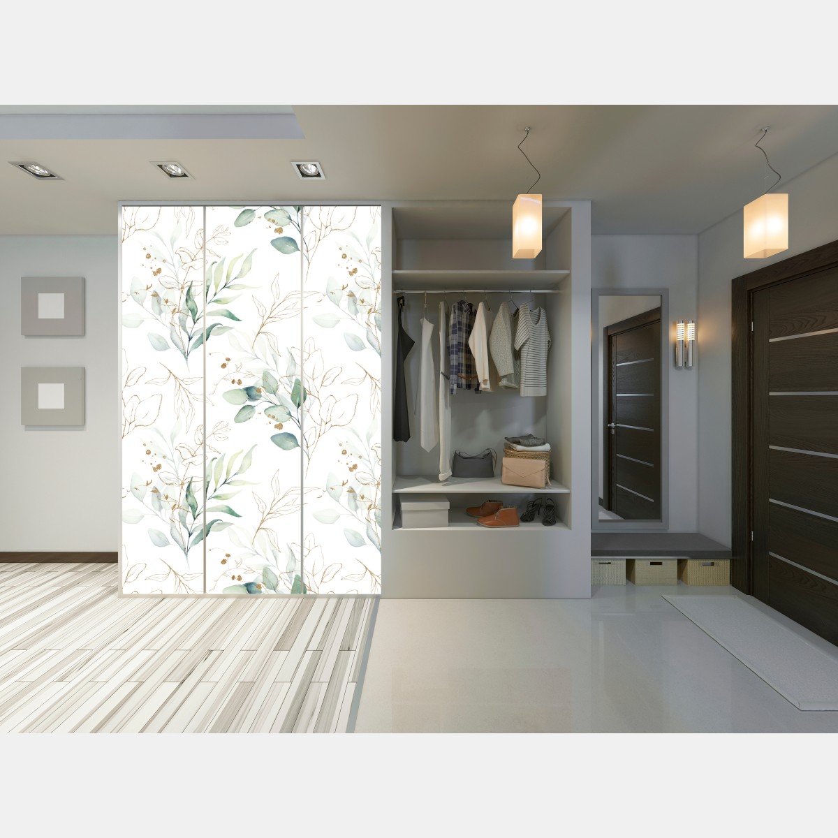 Schrankaufkleber sanftes eukalyptus aquarellmuster – Wallnifity® Schrankaufkleber sanftes eukalyptus aquarellmuster – Wallnifity®