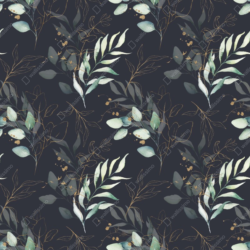Schrankaufkleber aquarell eukalyptusblätter auf dunklem hintergrund – Wallnifity® Schrankaufkleber aquarell eukalyptusblätter auf dunklem hintergrund – Wallnifity®