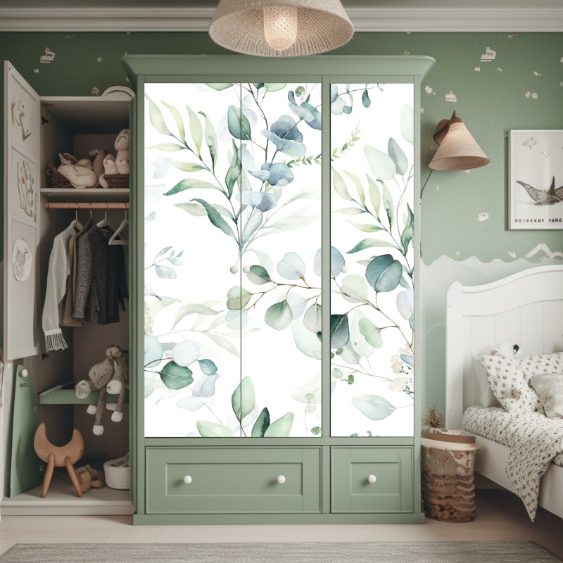 Schrankaufkleber sanfte blaue abstrakte blume nahaufnahme – Wallnifity®