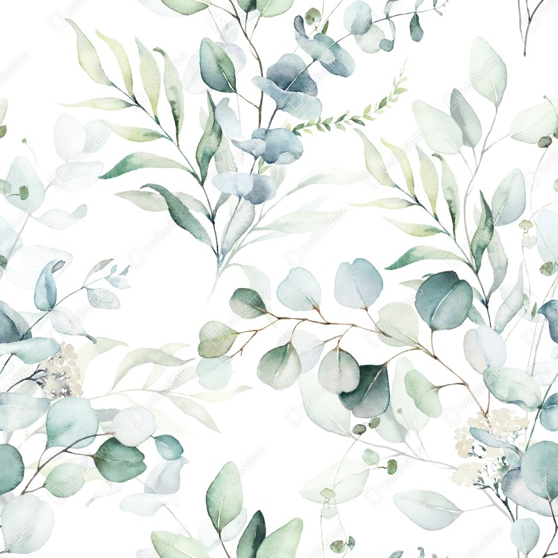 Schrankaufkleber aquarell eukalyptus blättermuster – Wallnifity® Schrankaufkleber aquarell eukalyptus blättermuster – Wallnifity®