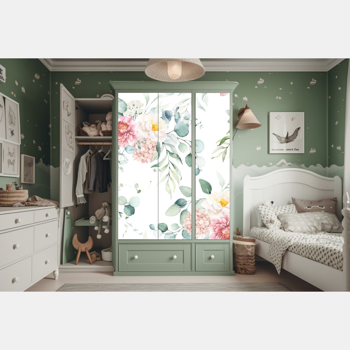 Schrankaufkleber zarter aquarellblumenstrauß – Wallnifity® Schrankaufkleber zarter aquarellblumenstrauß – Wallnifity®