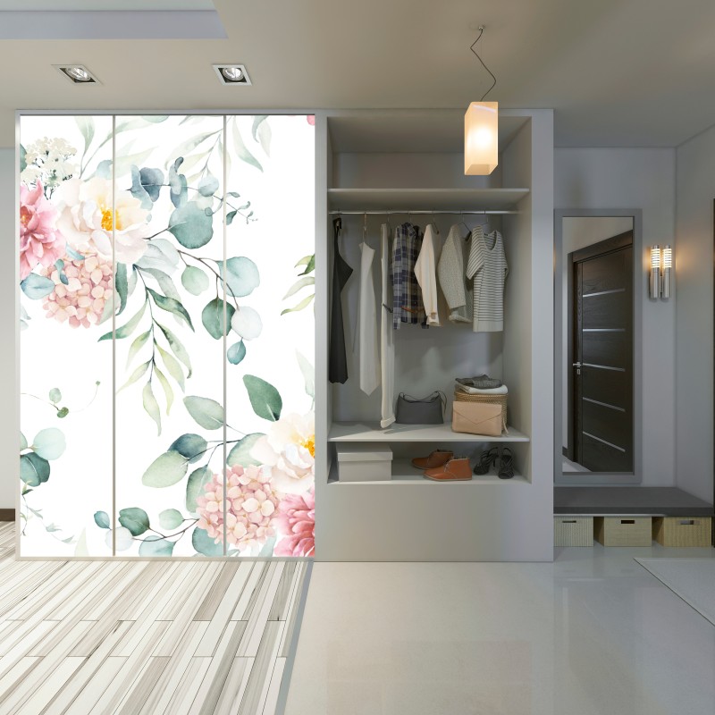 Schrankaufkleber zarter aquarellblumenstrauß – Wallnifity® Schrankaufkleber zarter aquarellblumenstrauß – Wallnifity®