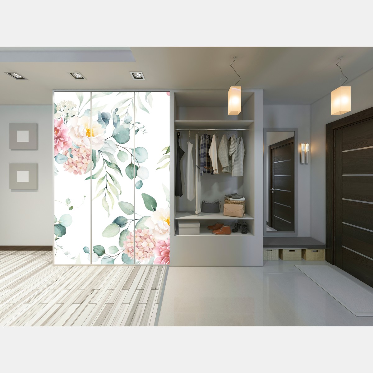 Schrankaufkleber zarter aquarellblumenstrauß – Wallnifity® Schrankaufkleber zarter aquarellblumenstrauß – Wallnifity®