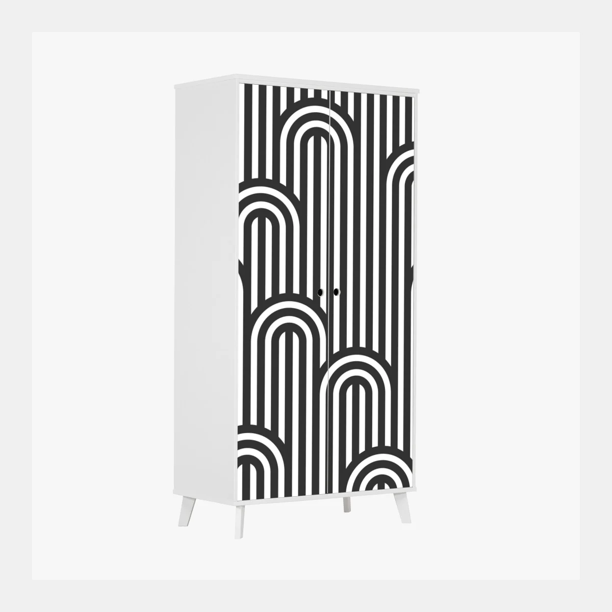 Schrankaufkleber schwarzweißes geometrisches streifenmuster – Wallnifity® Schrankaufkleber schwarzweißes geometrisches streifenmuster – Wallnifity®