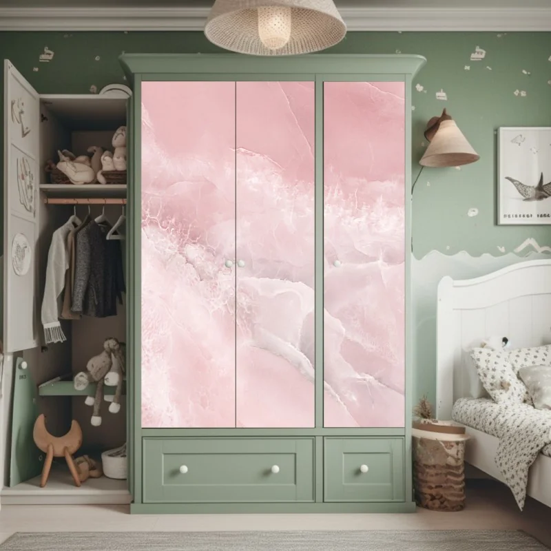 Schrankaufkleber zarte rosa marmortextur – Wallnifity®