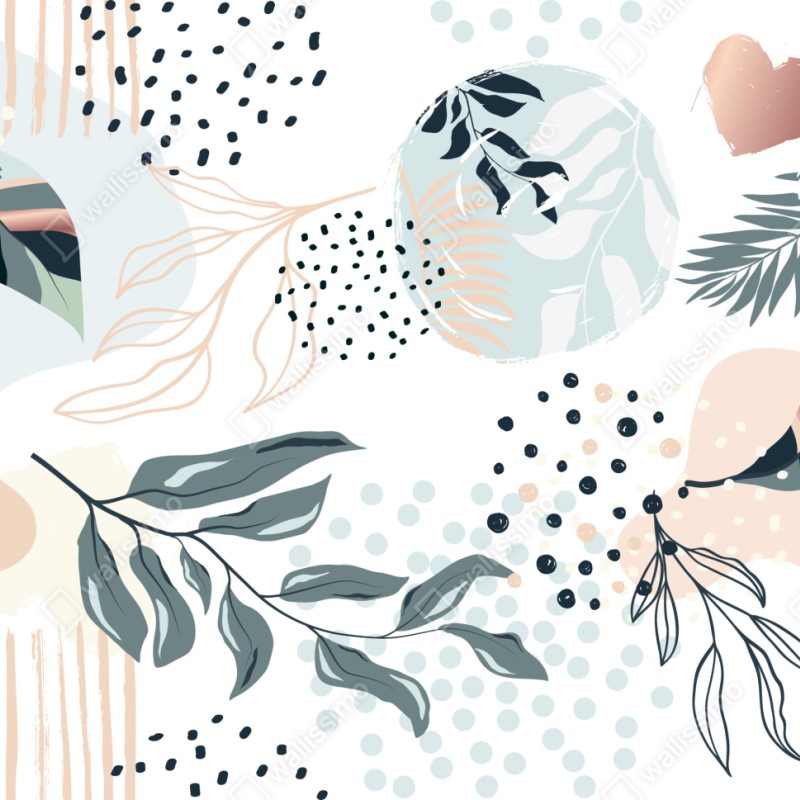 Schrankaufkleber pastellfarbenes botanisches abstraktes muster – Wallnifity® Schrankaufkleber pastellfarbenes botanisches abstraktes muster – Wallnifity®