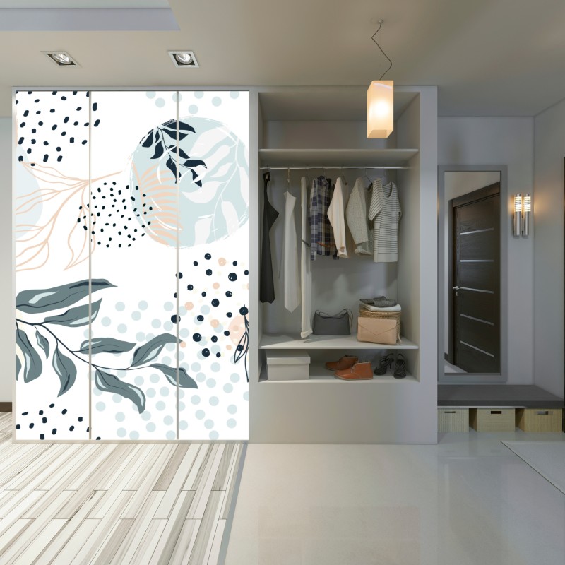 Schrankaufkleber pastellfarbenes botanisches abstraktes muster – Wallnifity® Schrankaufkleber pastellfarbenes botanisches abstraktes muster – Wallnifity®