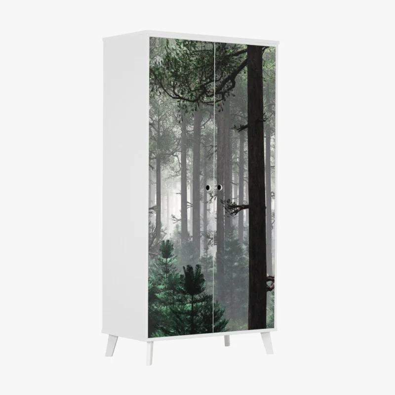 Schrankaufkleber nebliger immergrüner wald – Wallnifity® Schrankaufkleber nebliger immergrüner wald – Wallnifity®