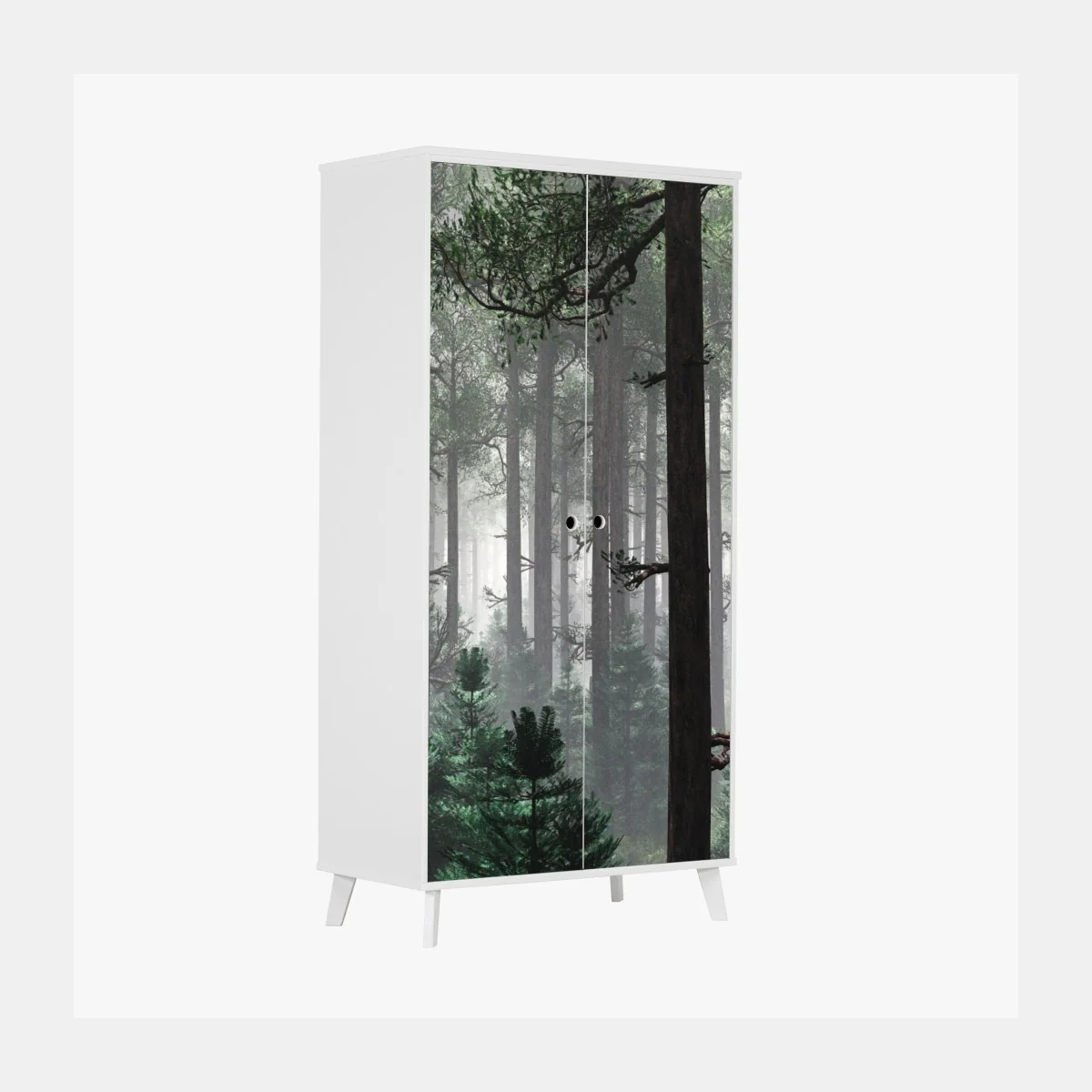 Schrankaufkleber nebliger immergrüner wald – Wallnifity® Schrankaufkleber nebliger immergrüner wald – Wallnifity®