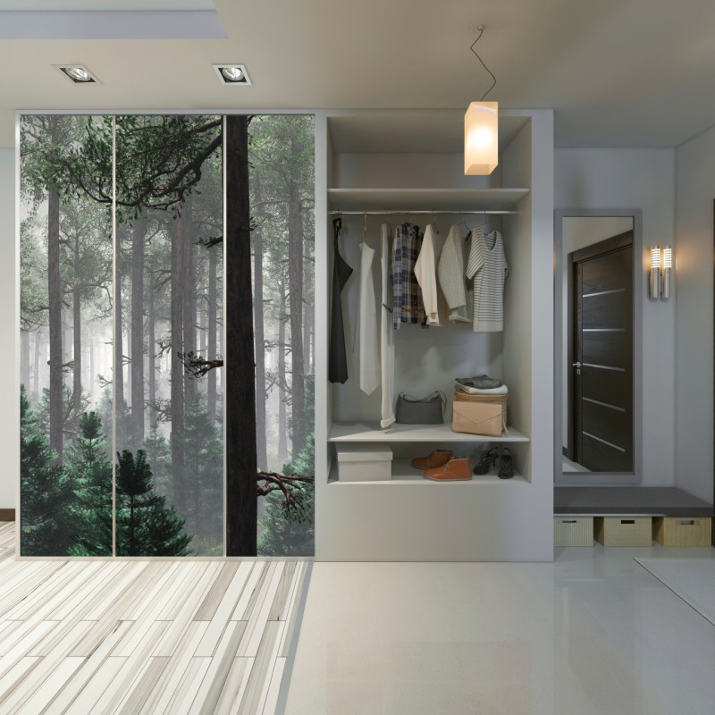 Schrankaufkleber nebliger immergrüner wald – Wallnifity® Schrankaufkleber nebliger immergrüner wald – Wallnifity®