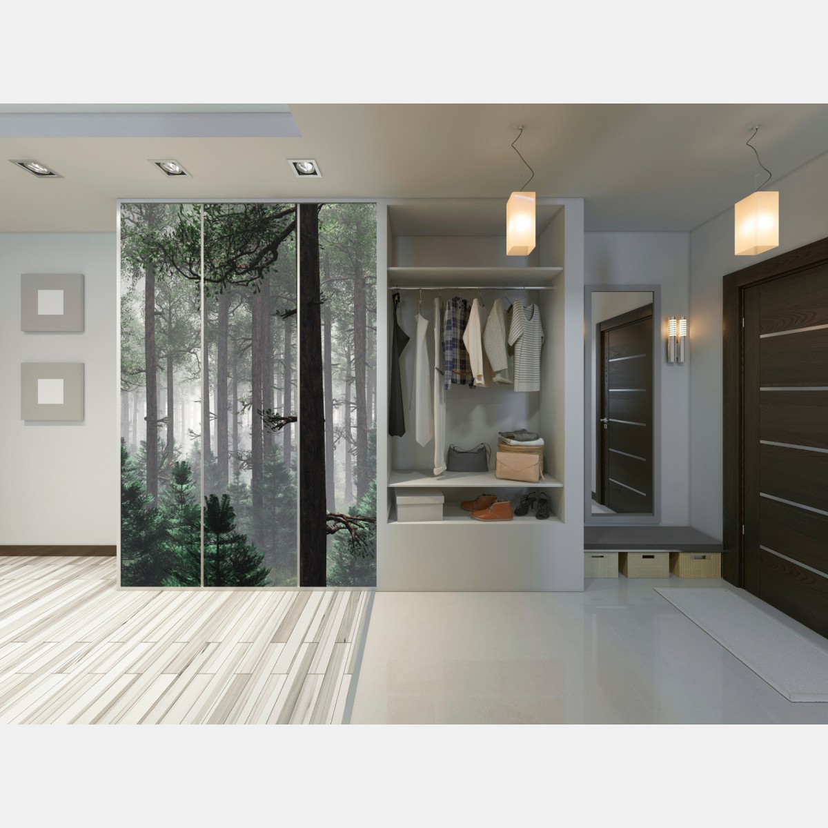 Schrankaufkleber nebliger immergrüner wald – Wallnifity® Schrankaufkleber nebliger immergrüner wald – Wallnifity®