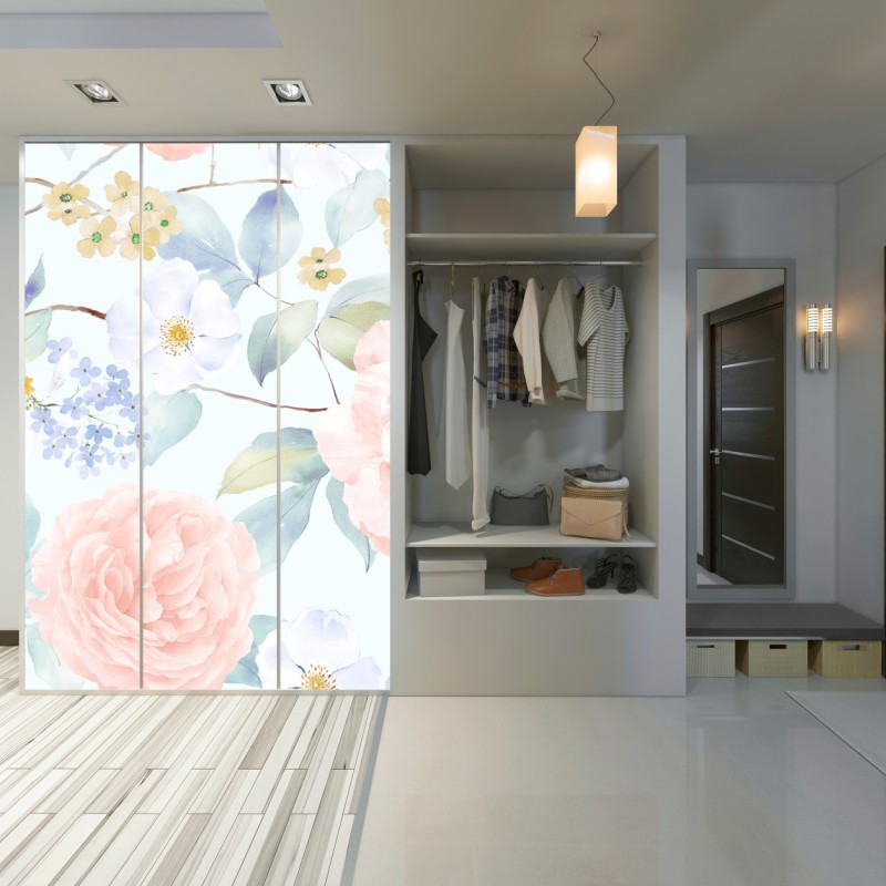 Schrankaufkleber zarte pastellblumen in aquarell – Wallnifity® Schrankaufkleber zarte pastellblumen in aquarell – Wallnifity®