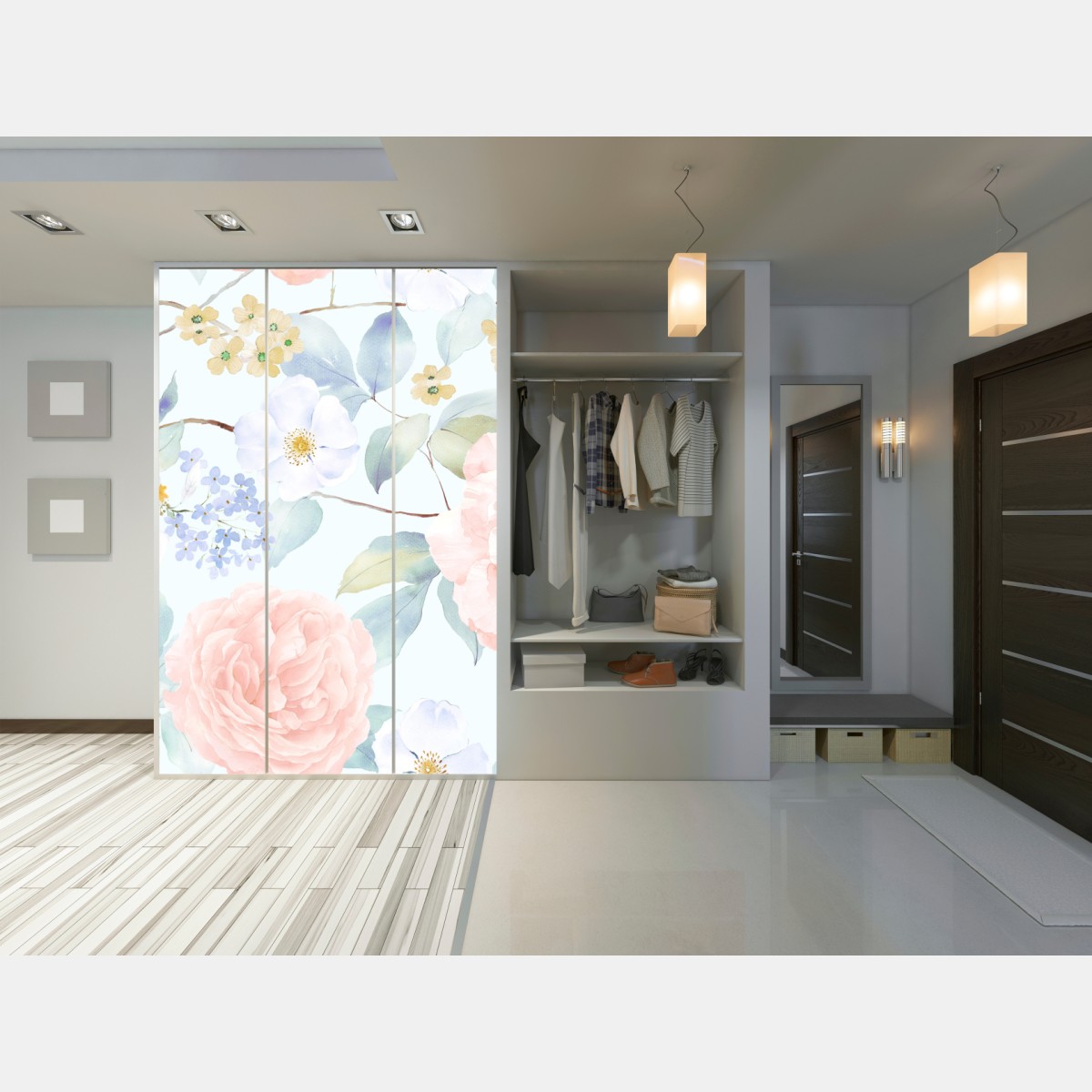 Schrankaufkleber zarte pastellblumen in aquarell – Wallnifity® Schrankaufkleber zarte pastellblumen in aquarell – Wallnifity®