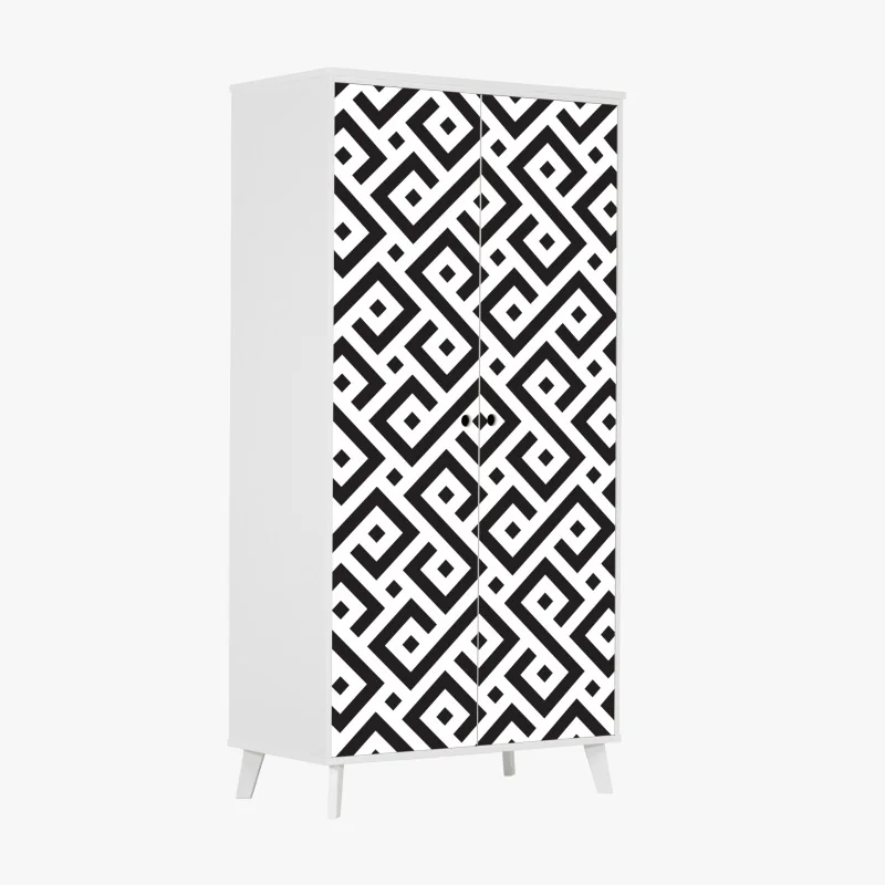 Schrankaufkleber zeitloses schwarz-weiß geometrisches muster – Wallnifity® Schrankaufkleber zeitloses schwarz-weiß geometrisches muster – Wallnifity®