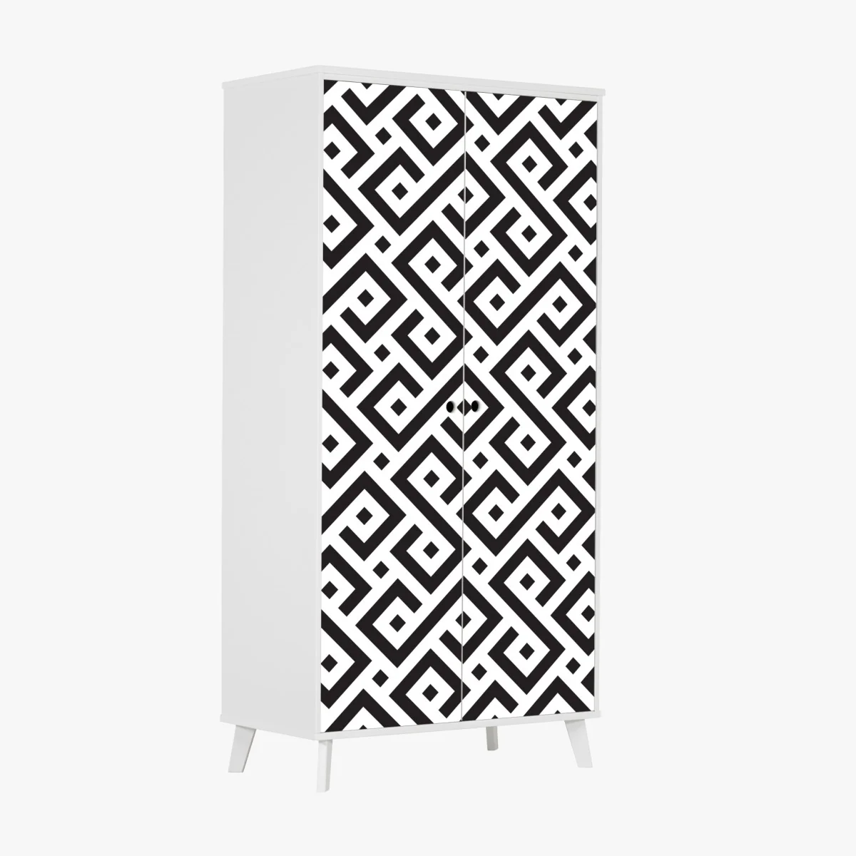 Schrankaufkleber zeitloses schwarz-weiß geometrisches muster – Wallnifity® Schrankaufkleber zeitloses schwarz-weiß geometrisches muster – Wallnifity®