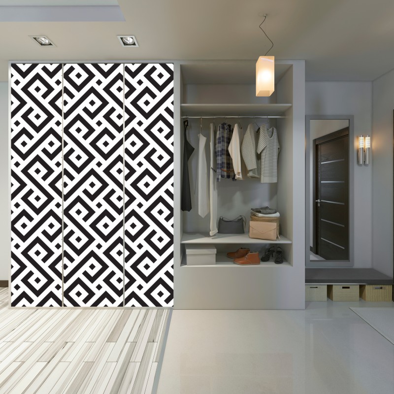 Schrankaufkleber zeitloses schwarz-weiß geometrisches muster – Wallnifity® Schrankaufkleber zeitloses schwarz-weiß geometrisches muster – Wallnifity®