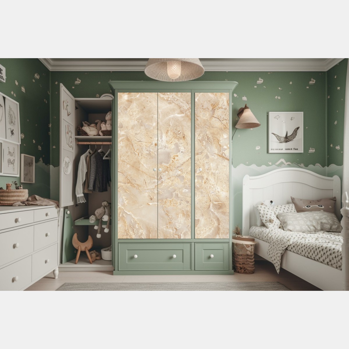 Schrankaufkleber beige marmortextur mit natürlichen aderungen – Wallnifity®