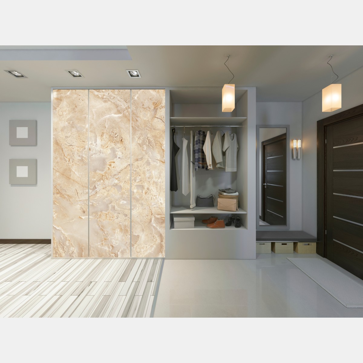 Schrankaufkleber beige marmortextur mit natürlichen aderungen – Wallnifity®