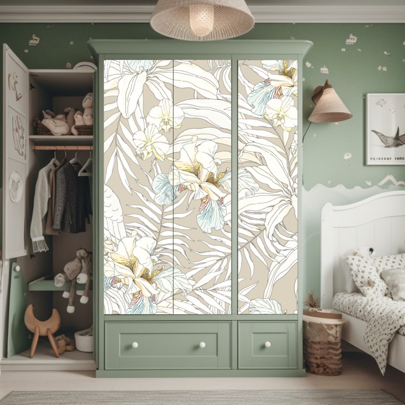 Schrankaufkleber monochromes geometrisches metallmuster – Wallnifity®