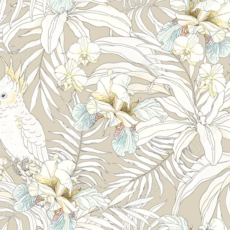 Schrankaufkleber tropisches kakadu-blumenmuster – Wallnifity® Schrankaufkleber tropisches kakadu-blumenmuster – Wallnifity®