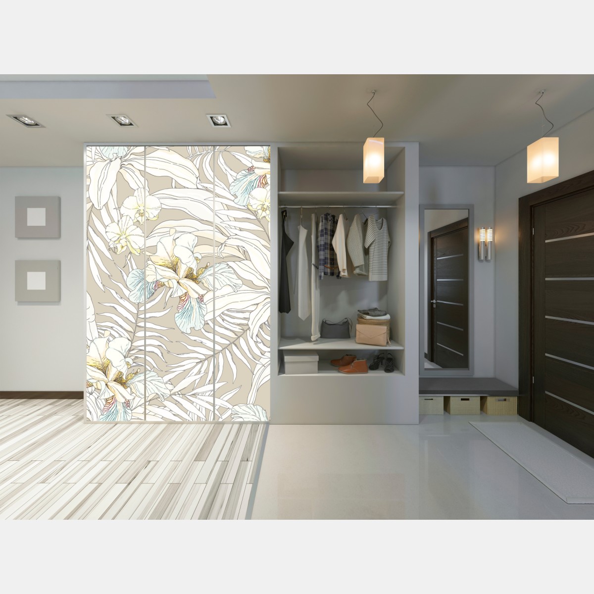 Schrankaufkleber tropisches kakadu-blumenmuster – Wallnifity® Schrankaufkleber tropisches kakadu-blumenmuster – Wallnifity®