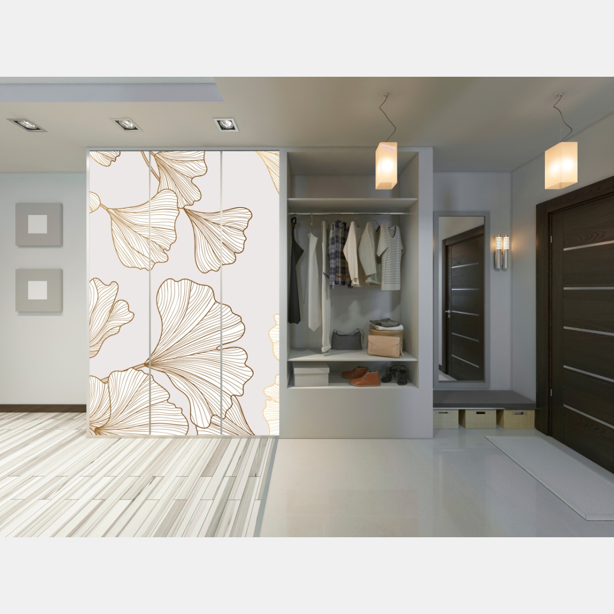 Schrankaufkleber feines goldenes ginkgo-blätter muster – Wallnifity® Schrankaufkleber feines goldenes ginkgo-blätter muster – Wallnifity®