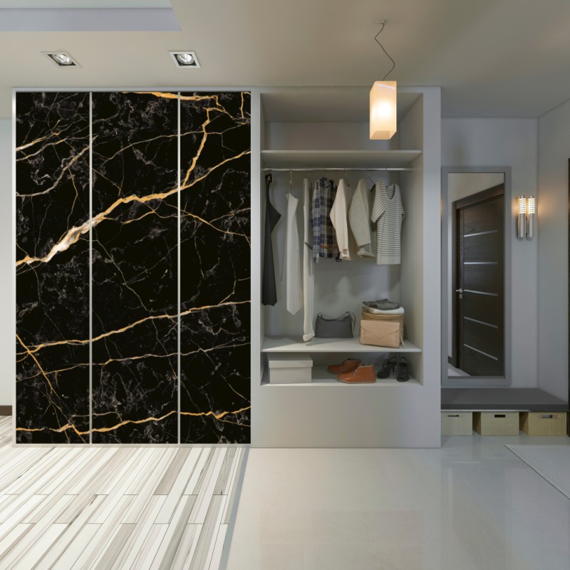 Schrankaufkleber schwarzer marmor mit goldenen adern – Wallnifity® Schrankaufkleber schwarzer marmor mit goldenen adern – Wallnifity®