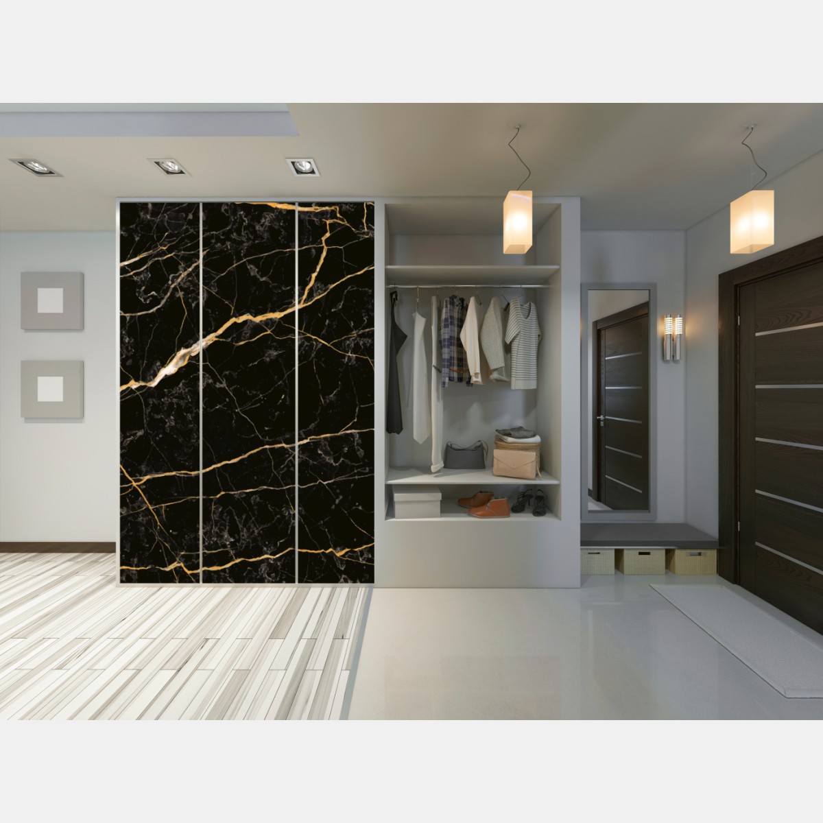 Schrankaufkleber schwarzer marmor mit goldenen adern – Wallnifity® Schrankaufkleber schwarzer marmor mit goldenen adern – Wallnifity®