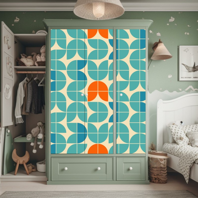 Schrankaufkleber blaues blumen toile-muster – Wallnifity®