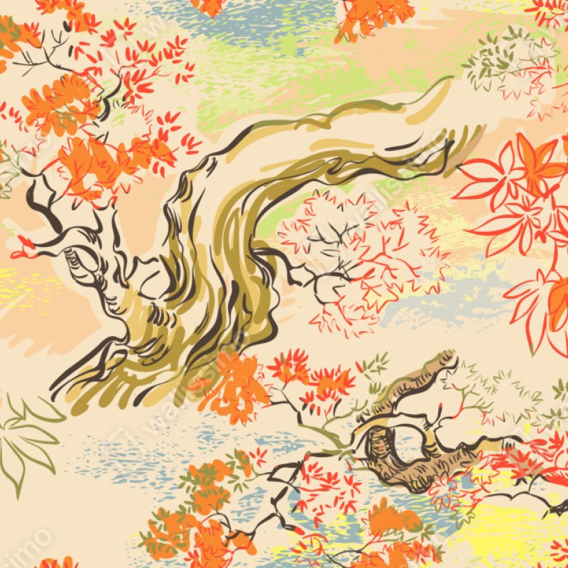 Schrankaufkleber orientalisches baummuster mit blättern – Wallnifity® Schrankaufkleber orientalisches baummuster mit blättern – Wallnifity®