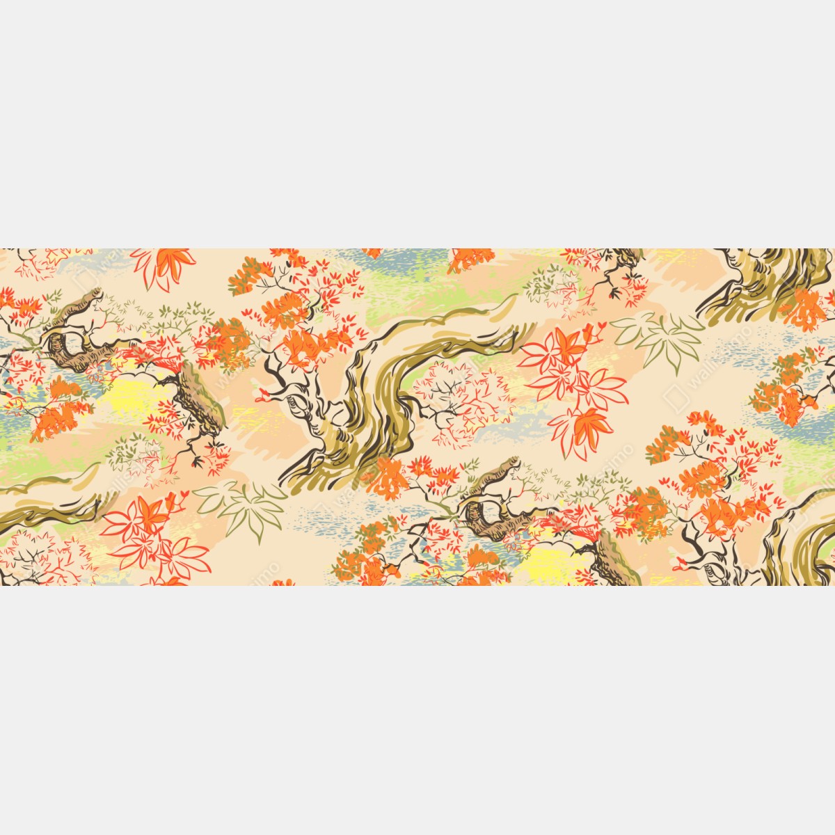 Schrankaufkleber orientalisches baummuster mit blättern – Wallnifity® Schrankaufkleber orientalisches baummuster mit blättern – Wallnifity®