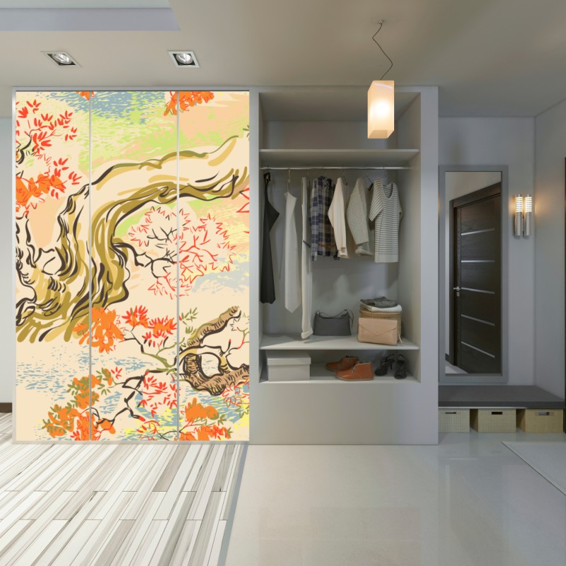 Schrankaufkleber orientalisches baummuster mit blättern – Wallnifity® Schrankaufkleber orientalisches baummuster mit blättern – Wallnifity®