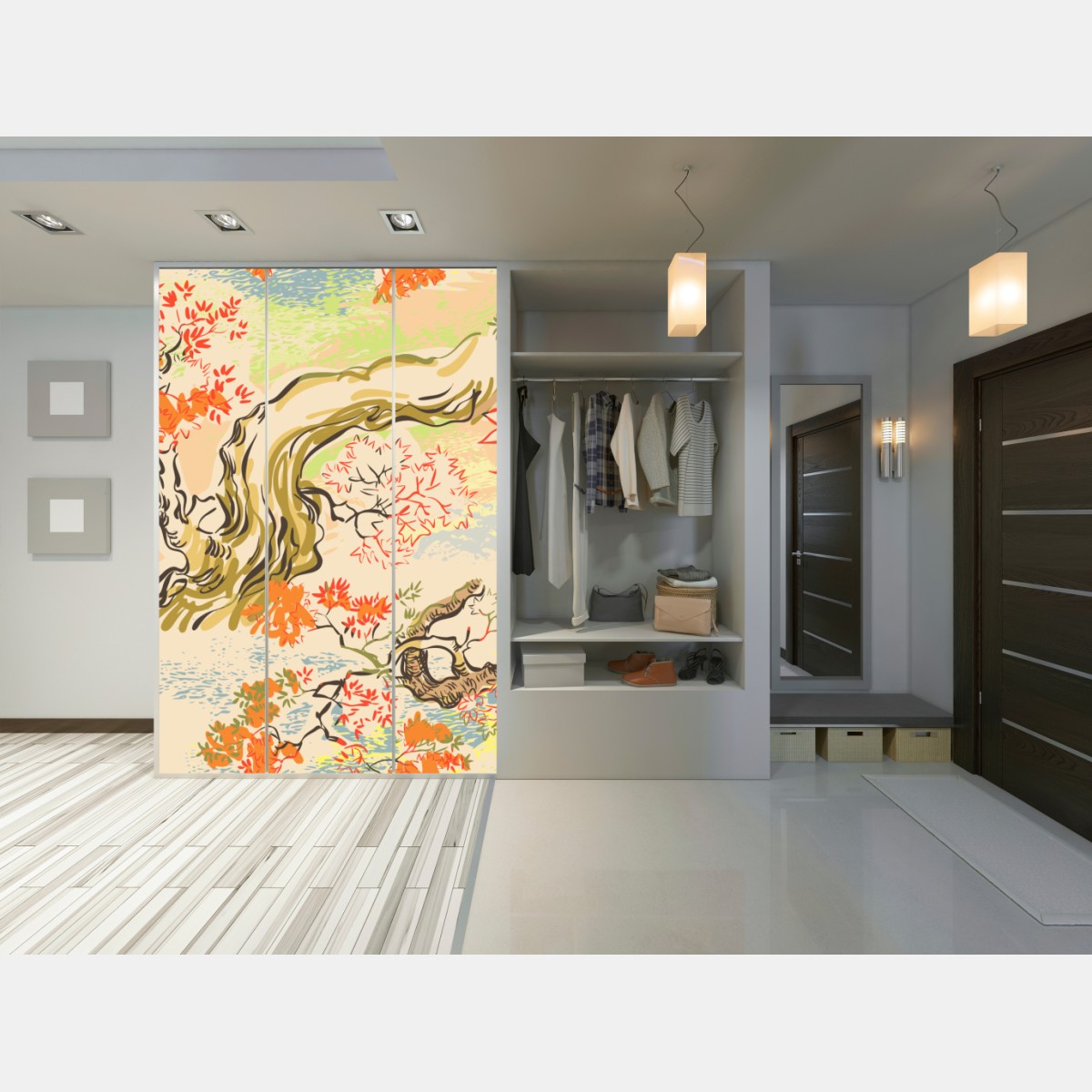 Schrankaufkleber orientalisches baummuster mit blättern – Wallnifity® Schrankaufkleber orientalisches baummuster mit blättern – Wallnifity®