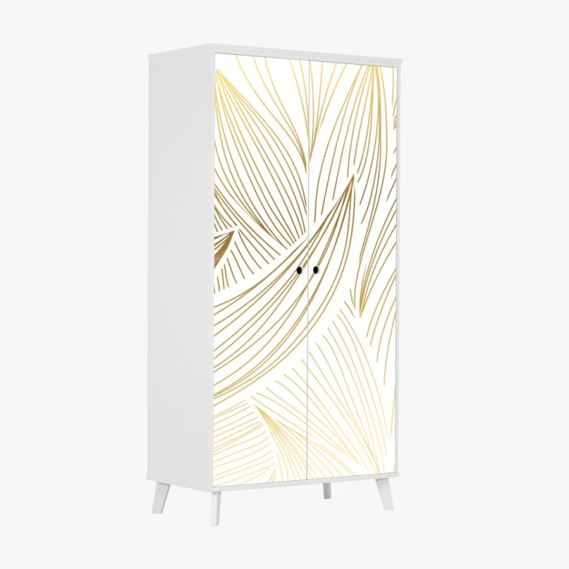 Schrankaufkleber goldene blattlinien – Wallnifity® Schrankaufkleber goldene blattlinien – Wallnifity®