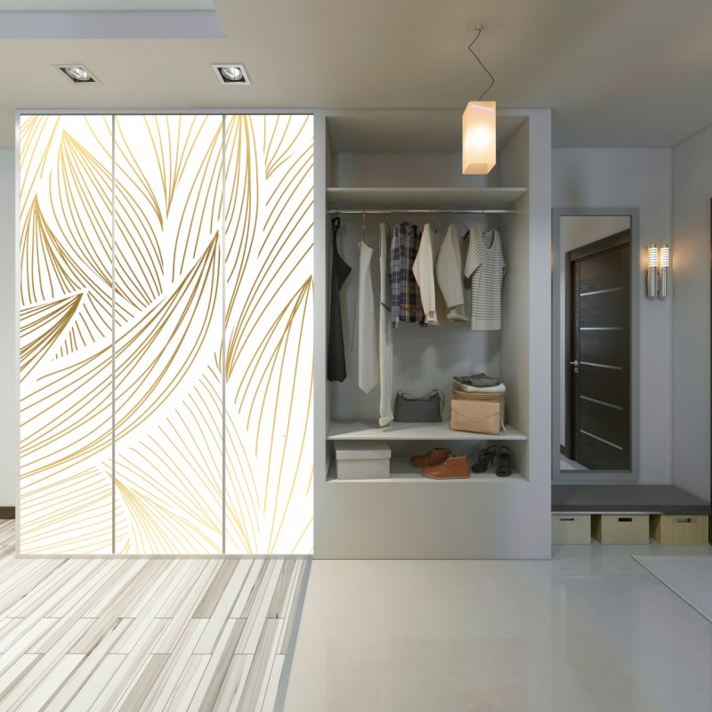 Schrankaufkleber goldene blattlinien – Wallnifity® Schrankaufkleber goldene blattlinien – Wallnifity®