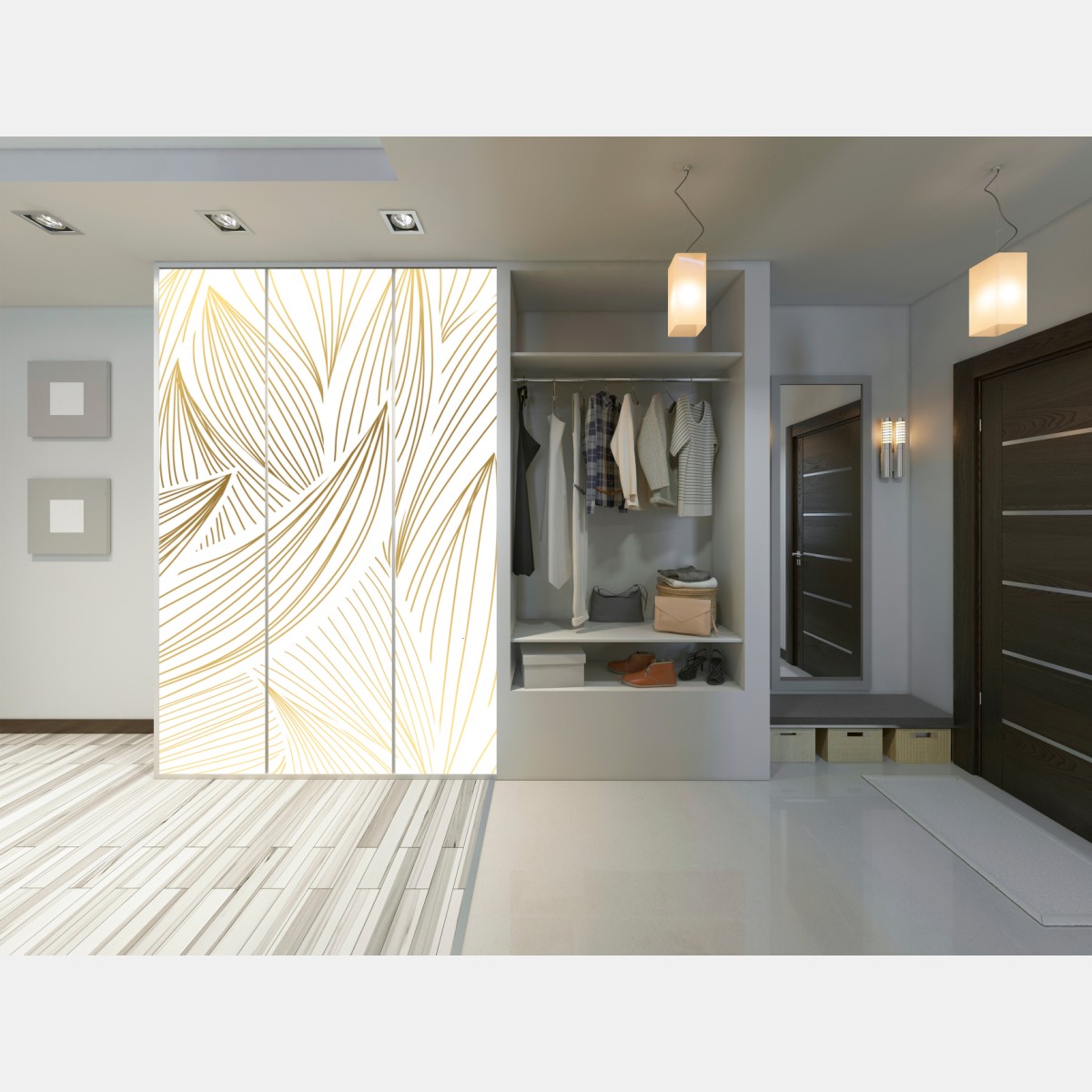 Schrankaufkleber goldene blattlinien – Wallnifity® Schrankaufkleber goldene blattlinien – Wallnifity®