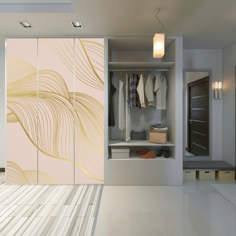 Schrankaufkleber abstraktes muster goldener wellen – Wallnifity® Schrankaufkleber abstraktes muster goldener wellen – Wallnifity®