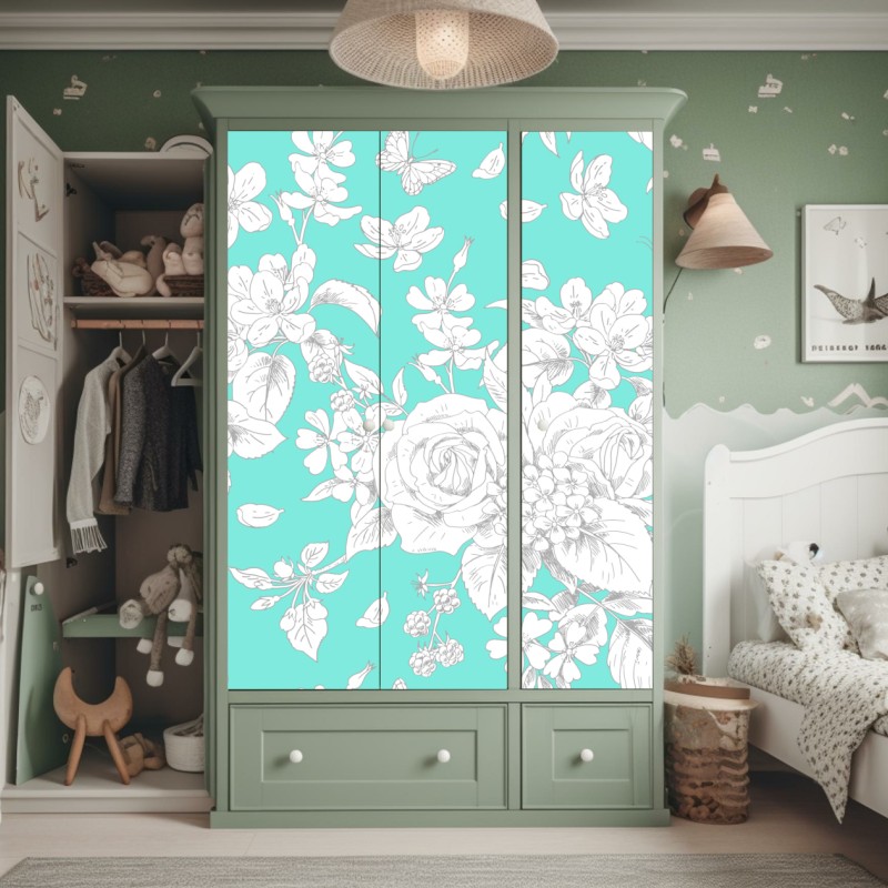 Schrankaufkleber weißer tulpenstrauß vor dunklem hintergrund – Wallnifity®