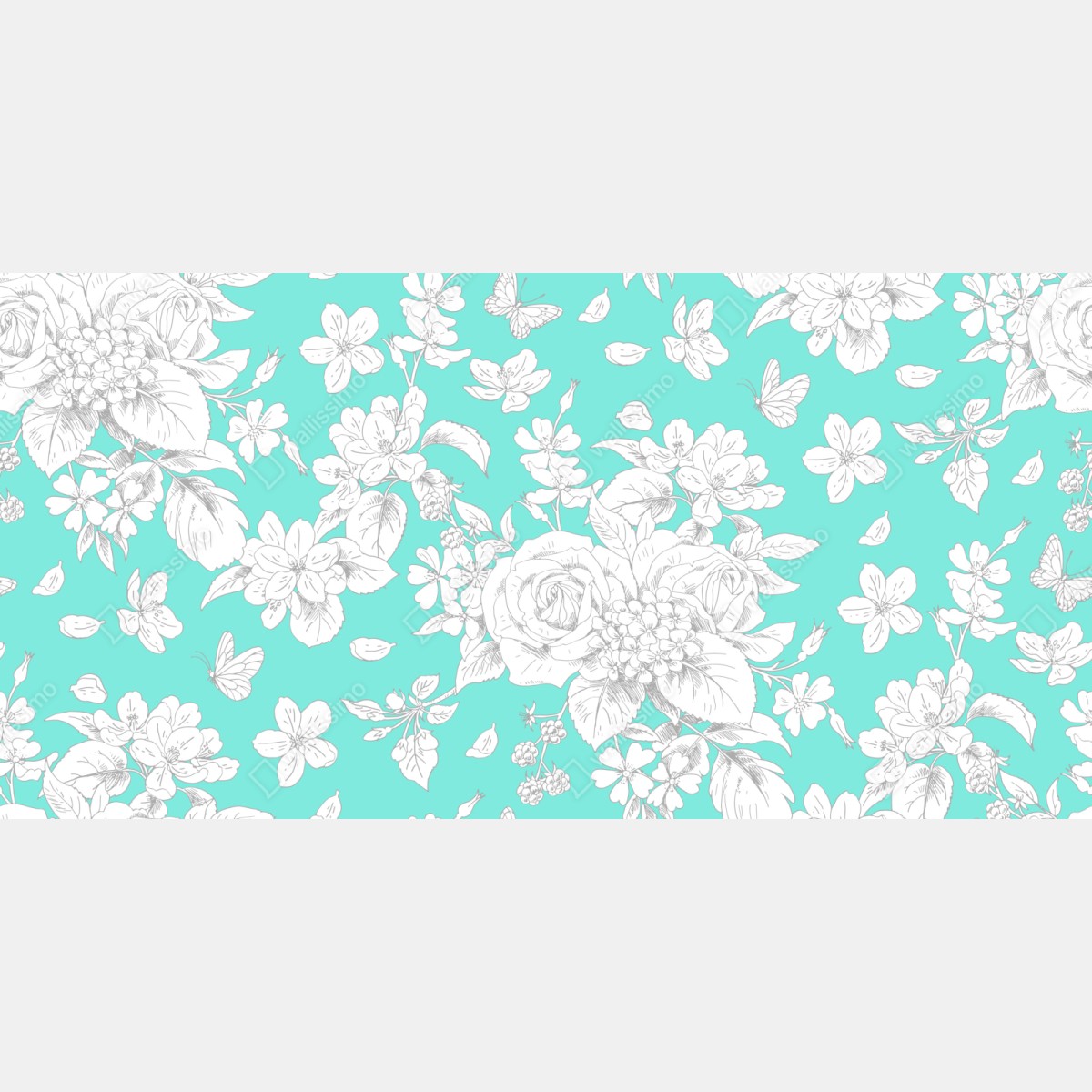 Schrankaufkleber türkis floral muster mit blumen – Wallnifity® Schrankaufkleber türkis floral muster mit blumen – Wallnifity®