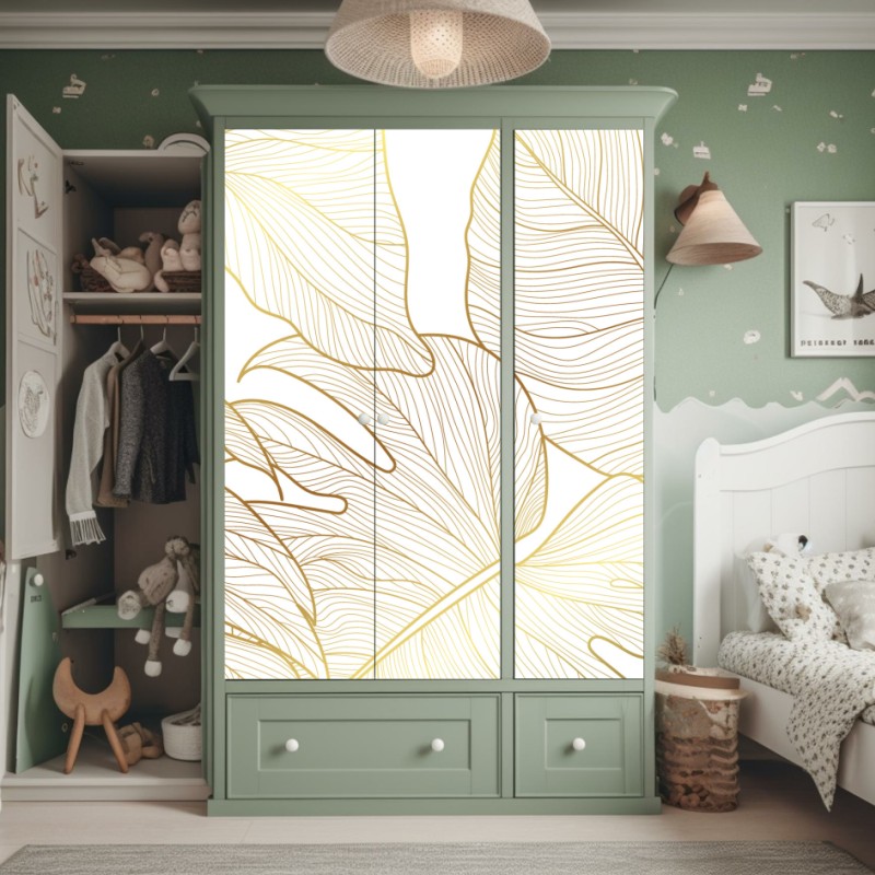 Schrankaufkleber goldenes licht im moosbedeckten kiefernwald – Wallnifity®