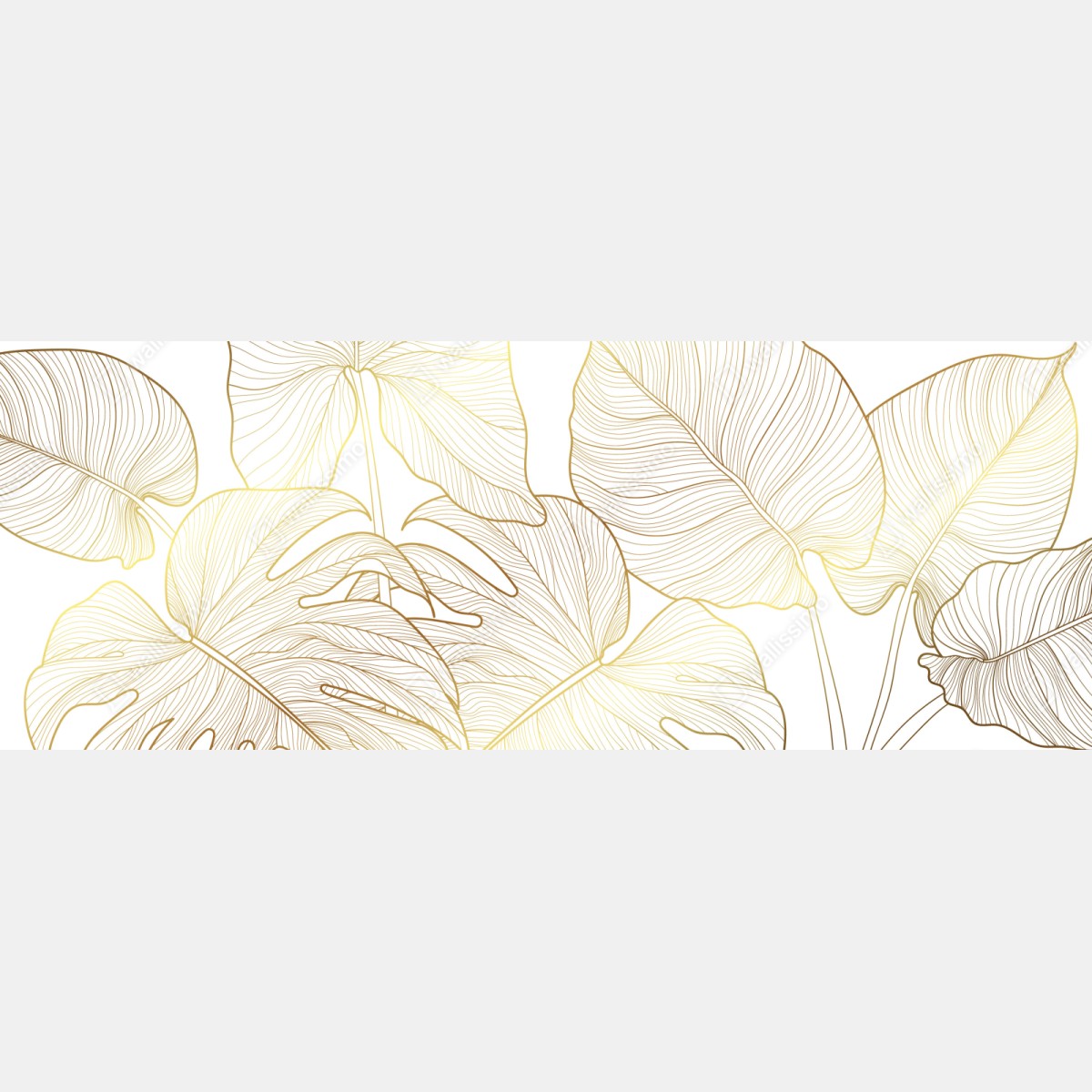 Schrankaufkleber goldene botanische blattzeichnung – Wallnifity®