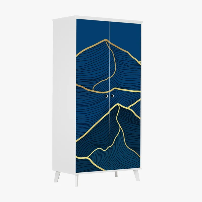 Schrankaufkleber goldene linien berglandschaft auf dunkelblauem hintergrund – Wallnifity® Schrankaufkleber goldene linien berglandschaft auf dunkelblauem hintergrund – Wallnifity®