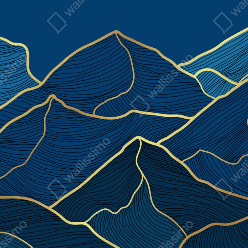 Schrankaufkleber goldene linien berglandschaft auf dunkelblauem hintergrund – Wallnifity® Schrankaufkleber goldene linien berglandschaft auf dunkelblauem hintergrund – Wallnifity®
