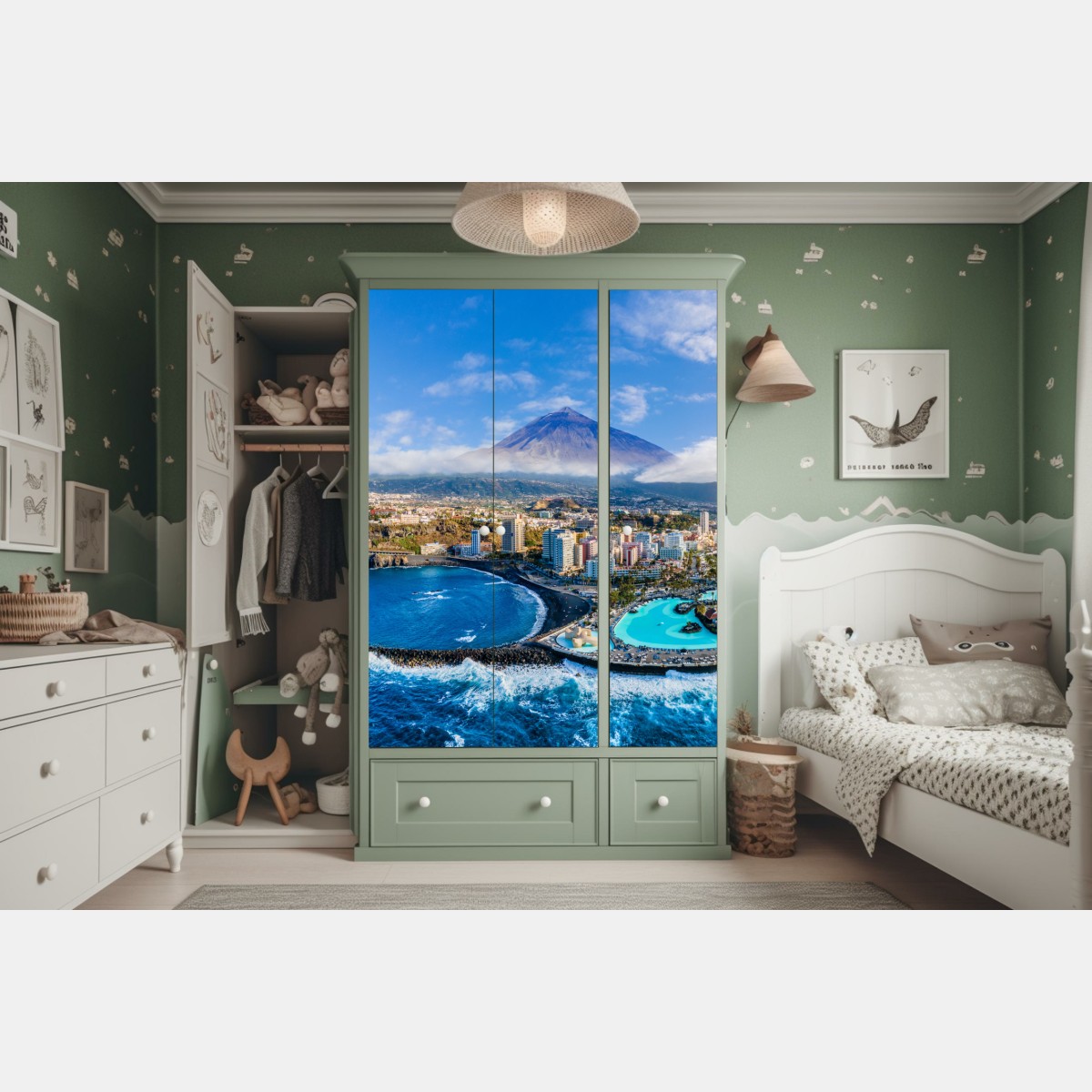 Schrankaufkleber luftpanorama der küste von Teneriffa mit dem Mount Teide – Wallnifity® Schrankaufkleber luftpanorama der küste von Teneriffa mit dem Mount Teide – Wallnifity®