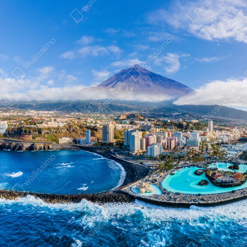 Schrankaufkleber luftpanorama der küste von Teneriffa mit dem Mount Teide – Wallnifity® Schrankaufkleber luftpanorama der küste von Teneriffa mit dem Mount Teide – Wallnifity®