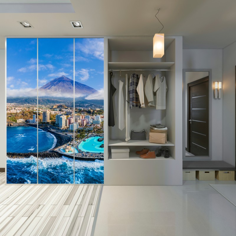 Schrankaufkleber luftpanorama der küste von Teneriffa mit dem Mount Teide – Wallnifity® Schrankaufkleber luftpanorama der küste von Teneriffa mit dem Mount Teide – Wallnifity®