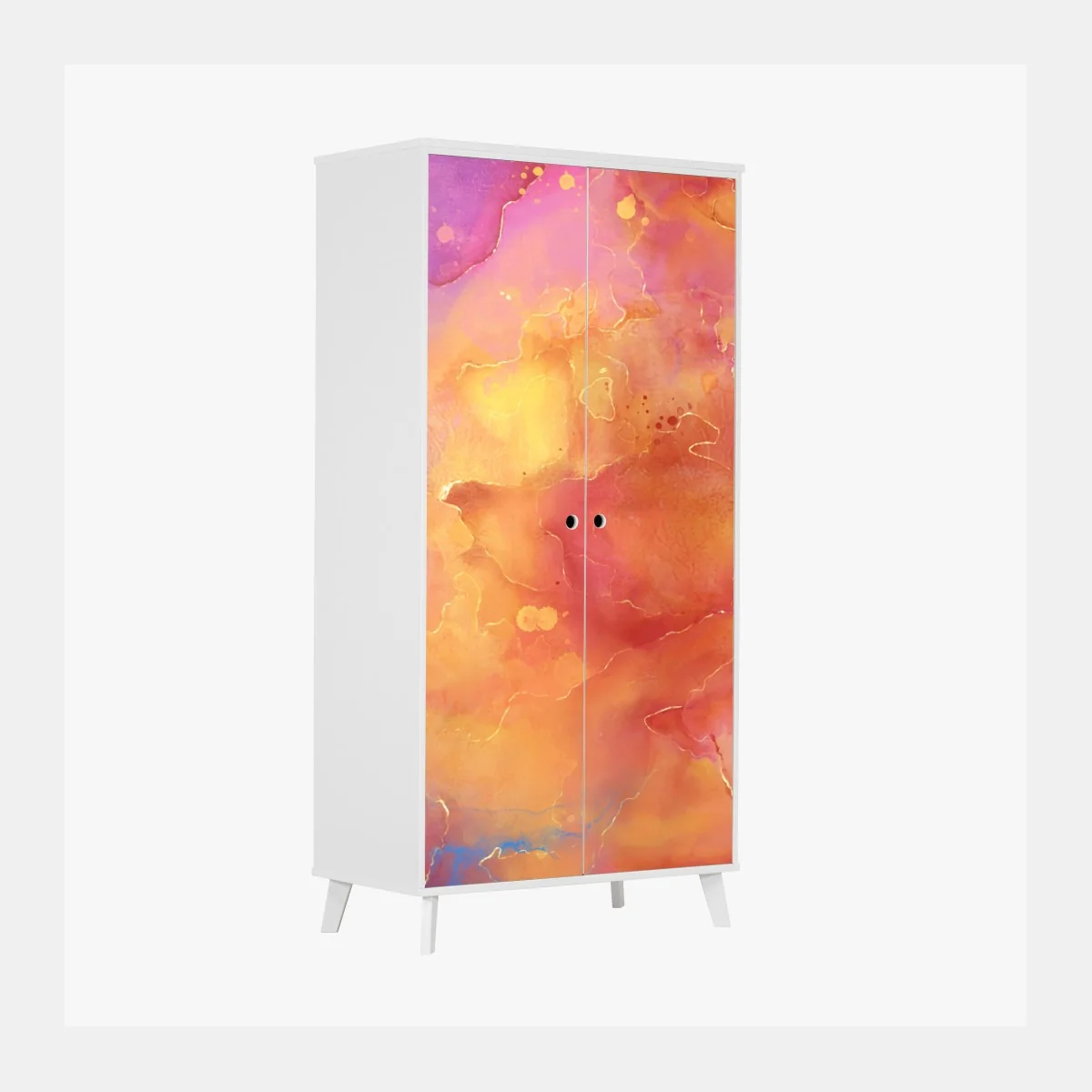 Schrankaufkleber lebhafte aquarell-abstraktion in warmen tönen – Wallnifity® Schrankaufkleber lebhafte aquarell-abstraktion in warmen tönen – Wallnifity®