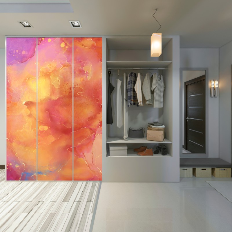 Schrankaufkleber lebhafte aquarell-abstraktion in warmen tönen – Wallnifity® Schrankaufkleber lebhafte aquarell-abstraktion in warmen tönen – Wallnifity®